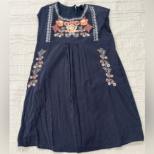 Embroidered Navy Blue Dress